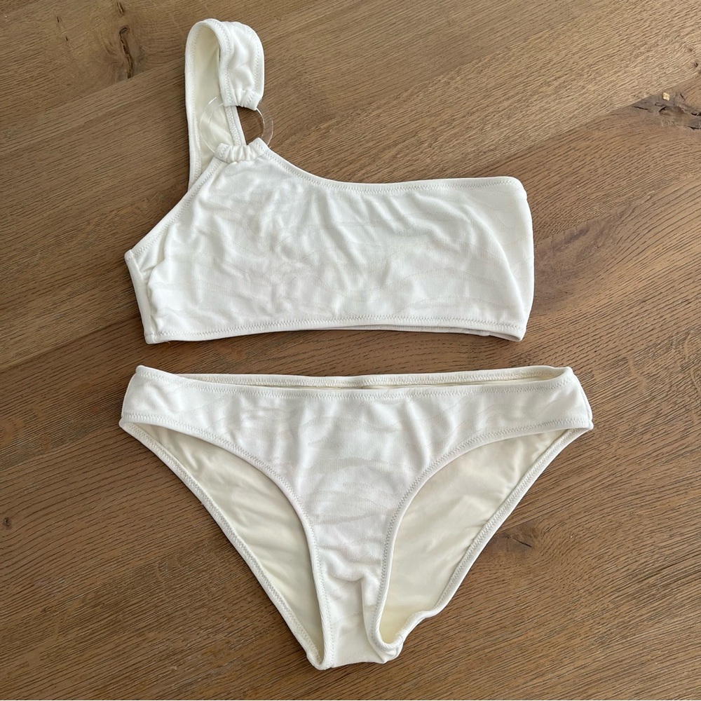 Solid And Striped One Shoulder Bikini - image 1